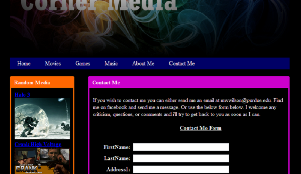 Corner Media Contact Page